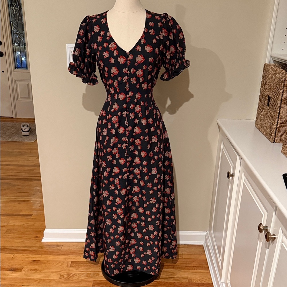 Floral navy and Red Women's maxi Dress